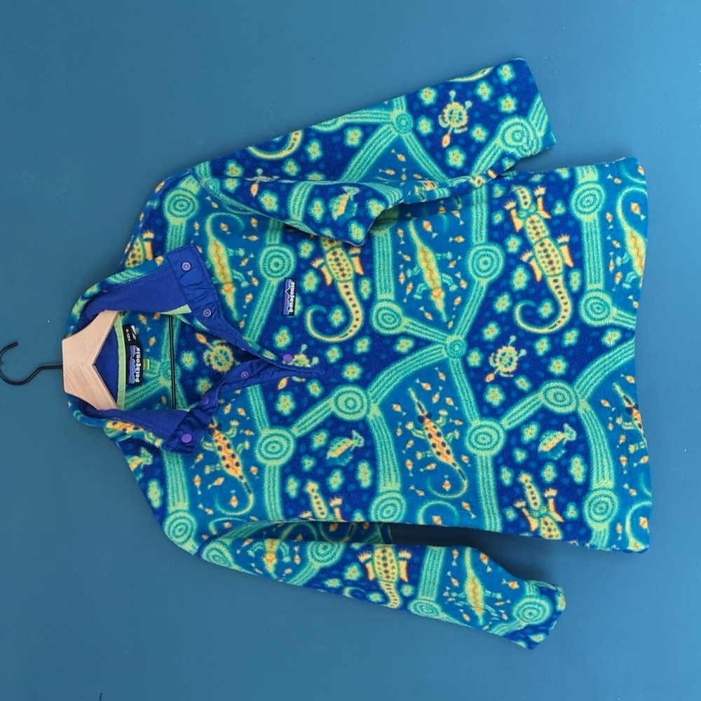 Patagonia Bluegrass Crocodile Synchilla Snap-T Kids 10 Rare